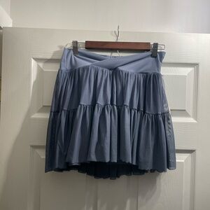 Blogilates x Target Light Blue Tiered Mini Skirt with Crossover Waistband